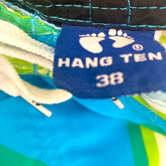 Men’s Blue Green and Yellow Hang Ten Board Shorts with Side Pocket Size 38 - Picture 7 of 7